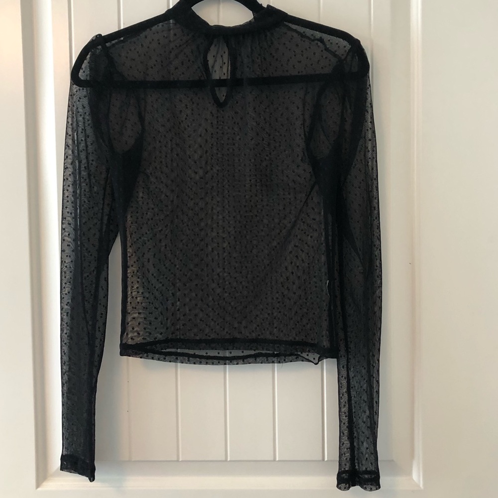 Mesh polka dot blouse